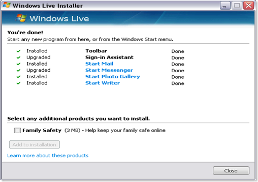 8 Windows Live Installer Complete