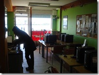 Internet cafe with view on harbour