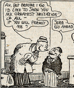 A guest at George Herriman's Stumble Inn speaks with Uriah Stumble in this detail from vintage comic strip scan