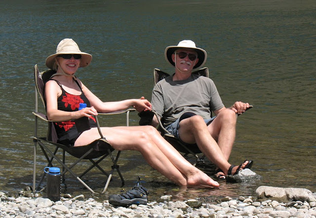 relaxing along the snake river in Hells Canyon