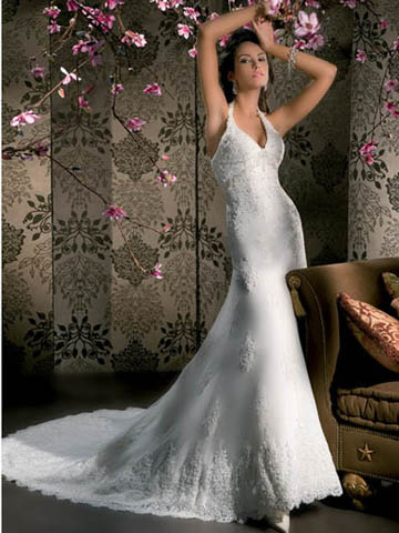 bedazzling halter wedding dress'