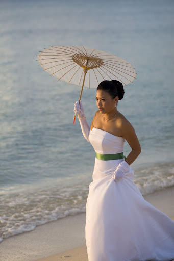 Beach Wedding Gown + Umbrella