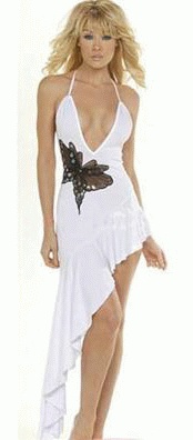 Clubwear Dress V Neck + Butterfly Accent