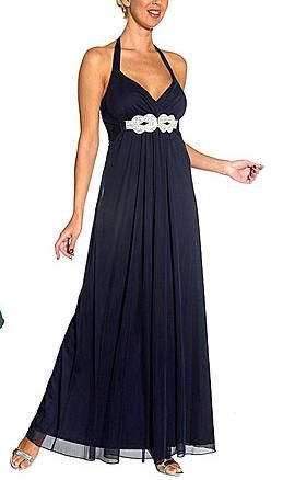 Black prom Dress gown : white empire detail