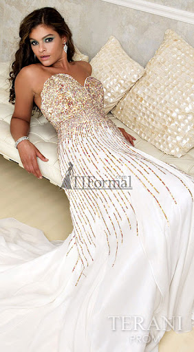Strapless Wedding Dress ~ Gold Sequined Bodice