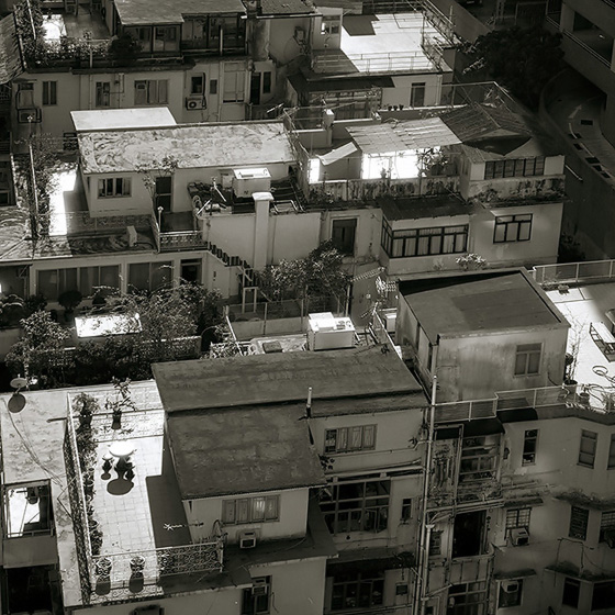 Last remaining low buildings in Midlevels, as seen from Josen's apartment, Hong Kong - photo by Joselito Briones