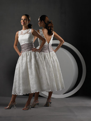 Lace Tea Length Bridal Gown