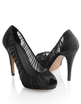 Black Wedding Shoes - Mesh Studded Heel Black Wedding Shoes - Mesh Studded Heel