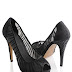 Black Wedding Shoes - Mesh Studded Heel