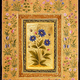 Jaipur School &ndash; Floral/blue flowers, 3 butterflies (9" x 11 1/2") $165