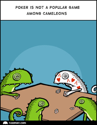 Camaleon jugando poker