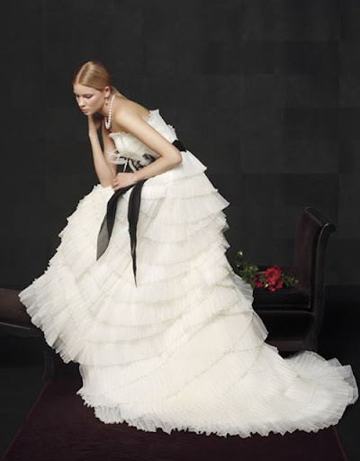Wedding dress with long white gown