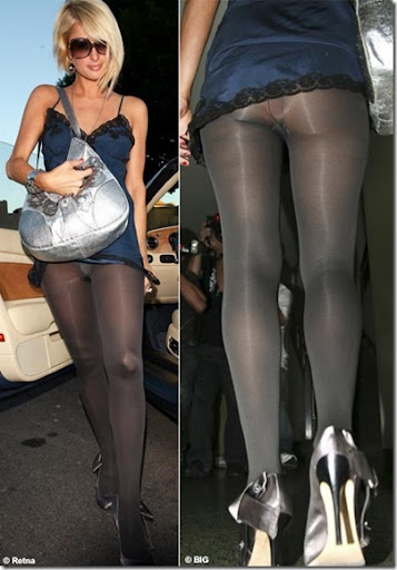 Paris Hilton in lingerie-style frock