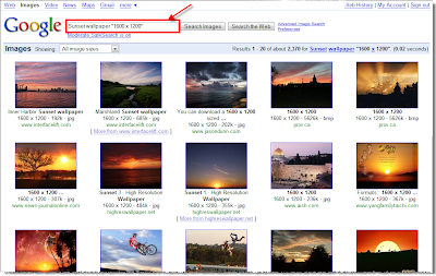 Image:Searching for specific resolution images using Google Image Search
