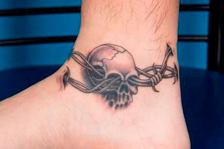 anklet tattoos. Skull anklet tattoo design