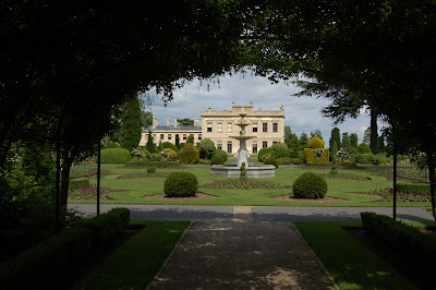 Hall and fountain through arch