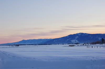 Winter sunset, snowy landscape. Near McCall ID. Photo by Lisa Callagher Onizuka