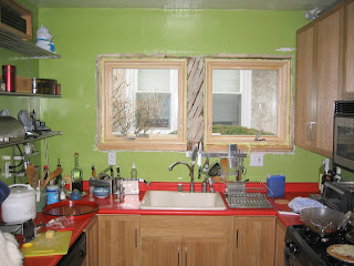 The main kitchen windows. As you can see, weâ€™re close to our neighbors on this side!