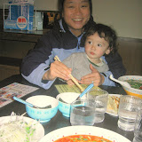 Maria and Eidan - at a ramen shop in Shin Yokohama.