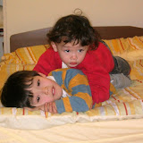The boys watching TV together