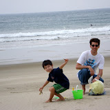 Kai and Mike on the â€œanimal rockâ€ beach, Tanegashima
