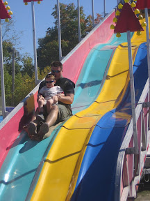 BigE and Dada going down the slide