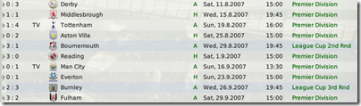 Wigan matches of the first months. Weak start.