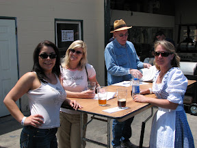 Carol, Mojo, random and and Molly enjoying their beer in the San Diego sunshine