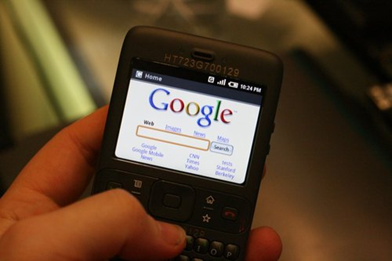 Google Phone(GPhone, G-Phone) display with google website on it photo