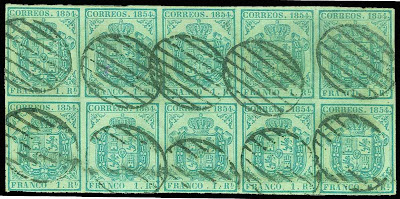 Un bloc de dix timbres rares d'Espagne