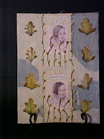 This is a picture of my grandmother as a child.  I've used different papers, silk leaves, and given them a little distressing.  Just like Life!  It's on 9x12 canvas board.  no hanger, though you could easily add a ribbon if you should want to hang it.