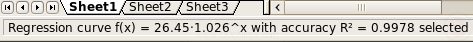 OpenOffice.org 2.4: Regression curve equation and coefficient of determination shown in status bar