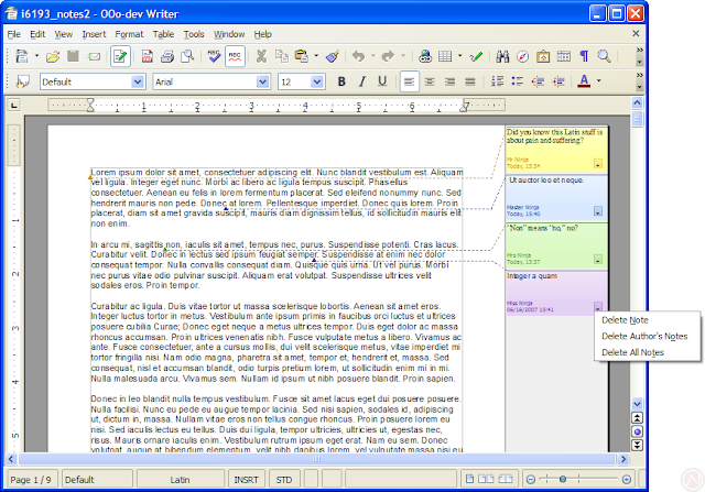 Pretty notes in OpenOffice.org Writer 3.0