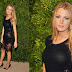 Blake Lively in Sheer Chanel Dress and Maroon Louboutin Pigalle Shoes