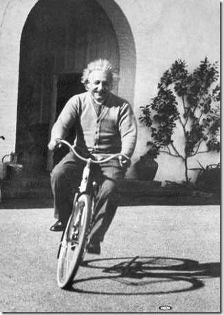 albert einstein on bicycle